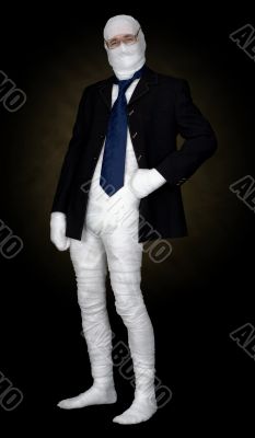 Man in bandage with eyeglasses and  the cravat