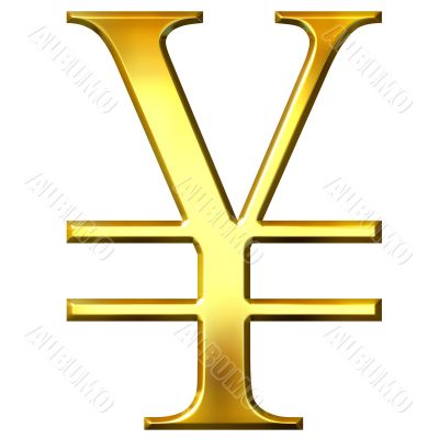 3D Golden Yen Symbol