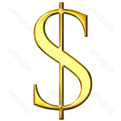 3D Golden Dollar Symbol