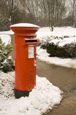 British post box in the snow
