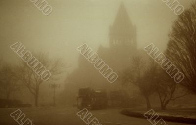 Cathedral in fog