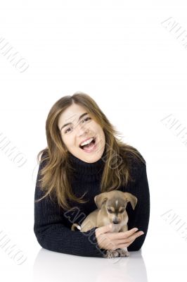 Woman with a puppy