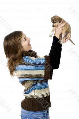 Woman with a puppy