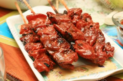 pork barbecue on sticks