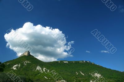 Top of a mountain, lblue sky and cloud /  panorama