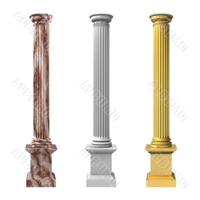 3d rendered illustration of three columns