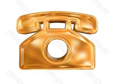 Golden pattern phone icon concept isolated over white background