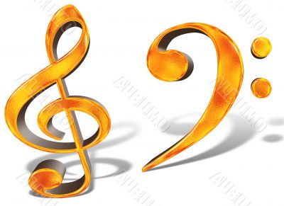 Golden pattern musical notes concept isolated on white