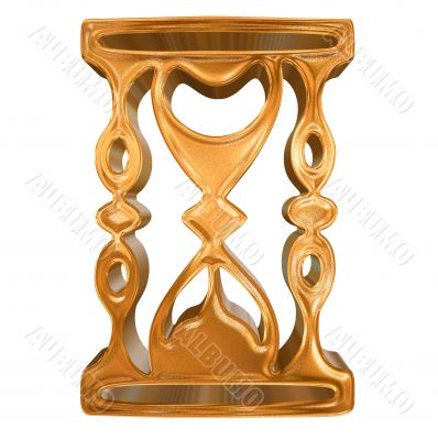 Golden pattern hourglass icon concept over white background