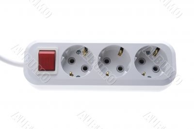 Electric socket and outlet on white