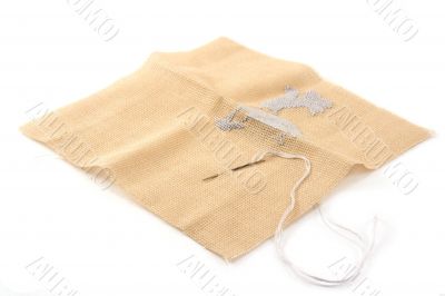 Fabrics, flax, needle with thread 2