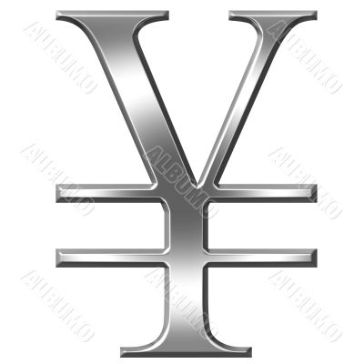 3D Silver Yen Symbol