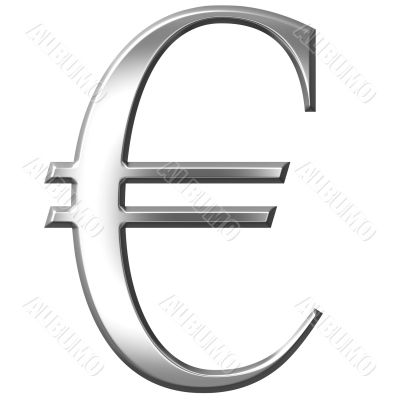 3D Silver Euro Symbol