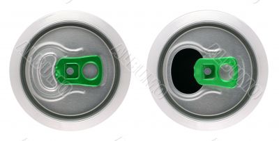 Opened and closed beverage cans