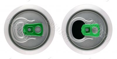 Opened and closed beverage cans
