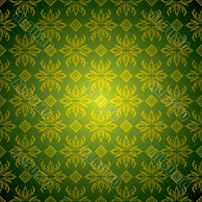 green wallpaper tile gold