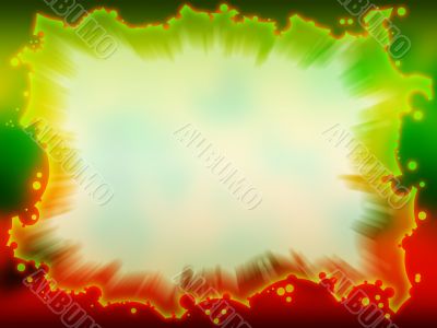 Fantastic green - red frame with blurred background