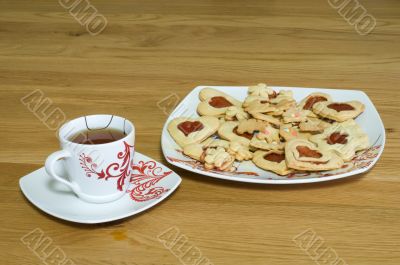 Cup of tea with cookies