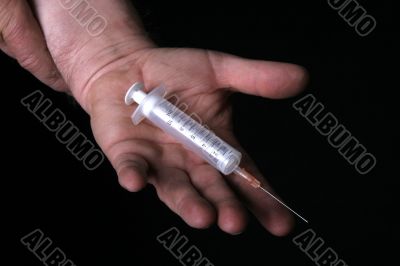 Man hold injection