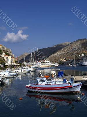 Boats in harbour of island Symi