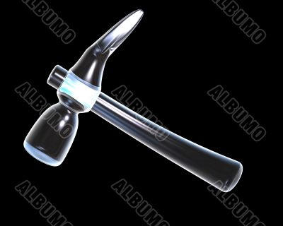 3d made glass hammer on black background 3d made glass hammer on black background