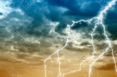 Cloudy sky abstract background with lightning
