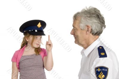 girl is warning a dutch police officer