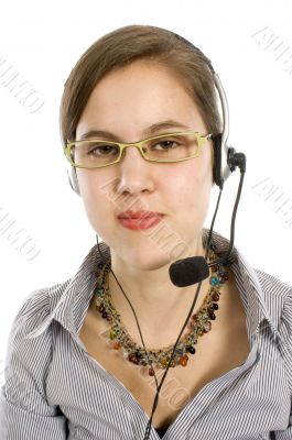 Young women with headset