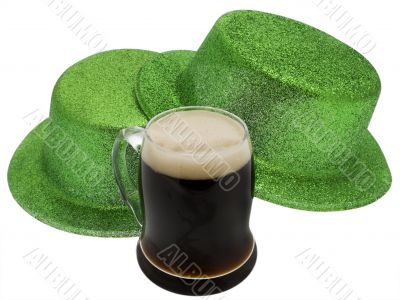 Saint Patricks day, green hat with black beer Saint Patricks day, green hat with black beer