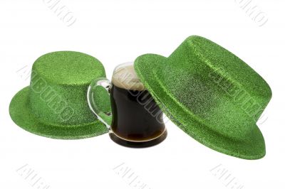 Saint Patricks day, green hat with black beer Saint Patricks day, green hat with black beer