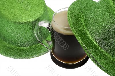 Saint Patricks day, green hat with black beer Saint Patricks day, green hat with black beer