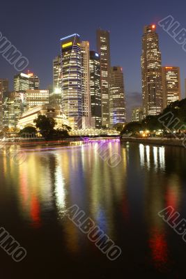 Singapore business district at night