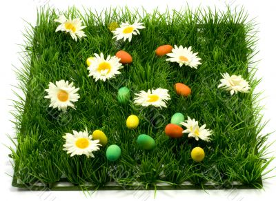 Easter grass and eggs