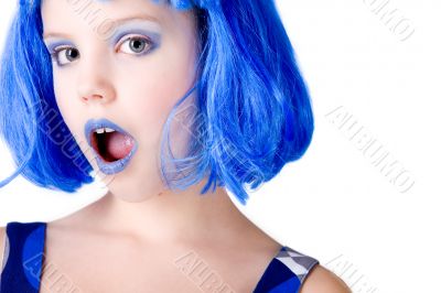Girl with a blue wig