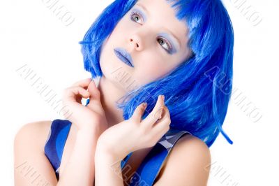Blue girl with attitude