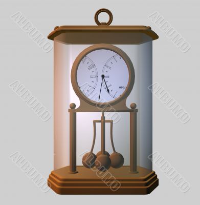 Dining rooms clock under a glass case