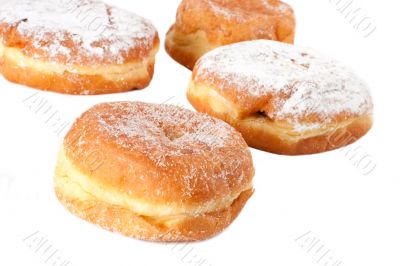 Four Sugar topped Paczki Four Sugar topped Paczki