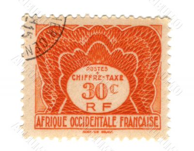 Old stamp from French West Africa 30c