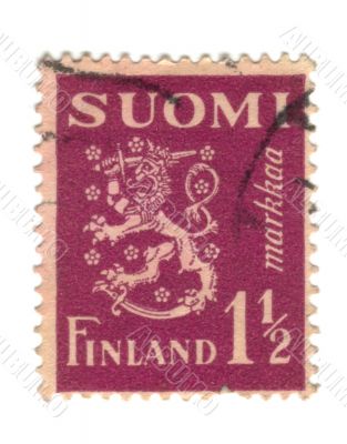 Old stamp from Finland with Lion