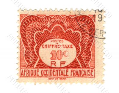 Old stamp from French West Africa 10c