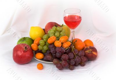 Bright still life with wine