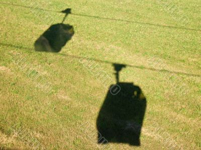 Shadows of cable cars