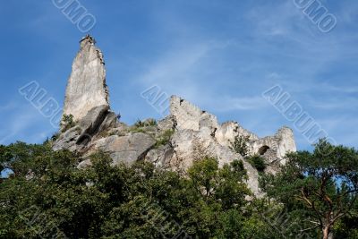 Ruins of medieval Durnstein castle in Austria