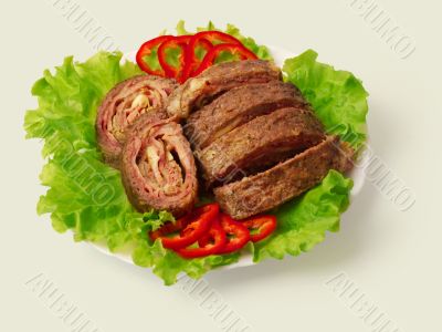 Fried meat roll decorated...