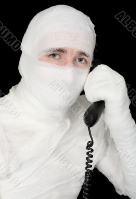 Mummy-businessman calling on phone