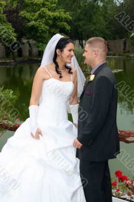 Bride and groom posing