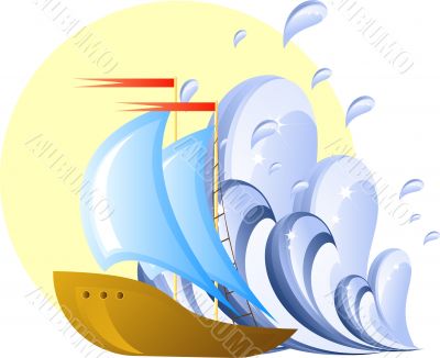 Ship and wave