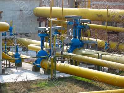 Natural gas distribution station at an electric power plant