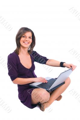 The girl with notebook computer
