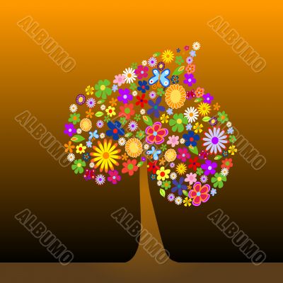 Colorful tree with flowers Colorful tree with flowers